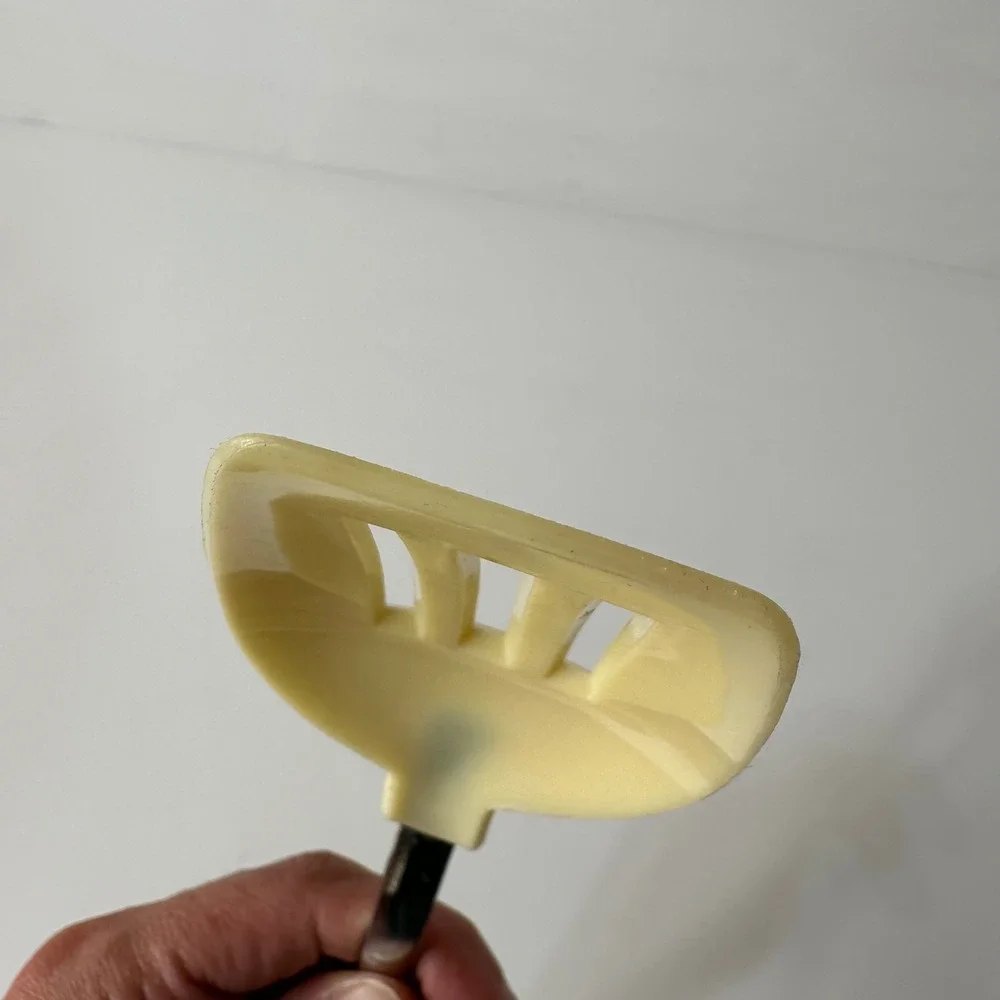 Vintage Plastic Slotted Serving Spoon Cream Yellow Korea Hanging Hole 11
